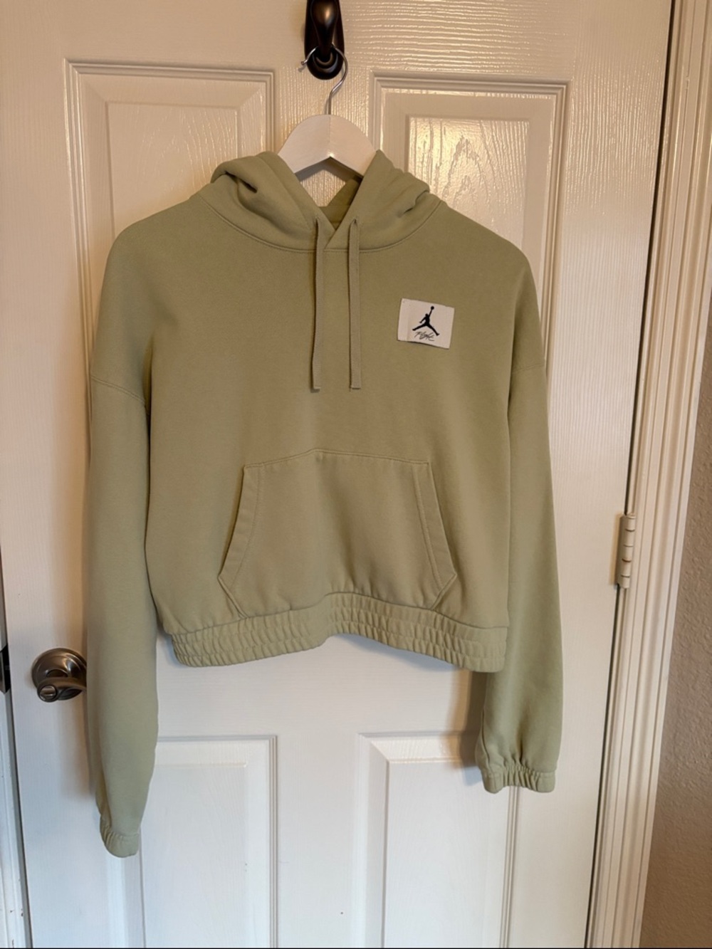 Jordan Sage Green Drawstring Cropped Hoodie